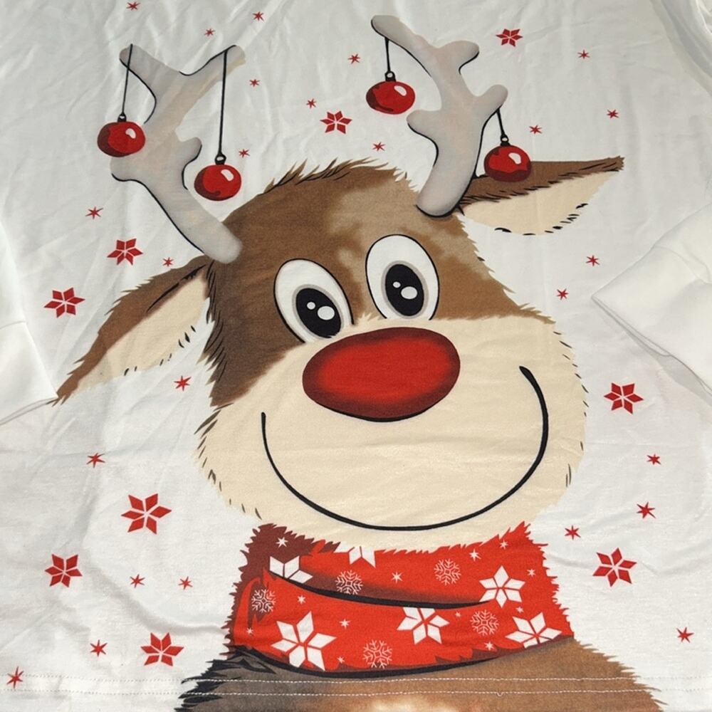 Mens Festive Reindeer Pajama Set w/ Red Plaid Pants Size XXL - Picture 4 of 6